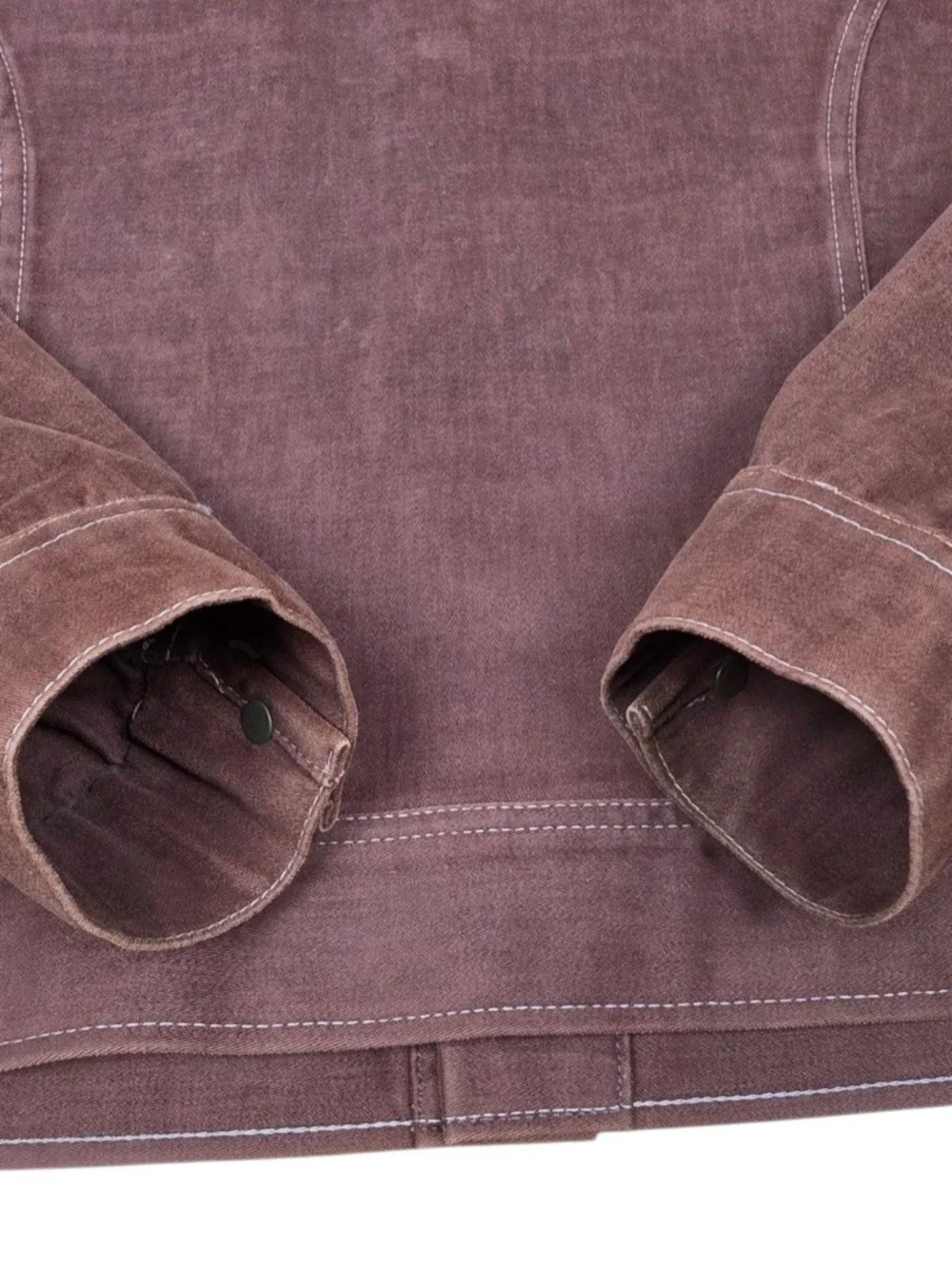 Vintage 70s Lee Moleskin Jacket Brown Made USA Trucker Western Metal Snap Large